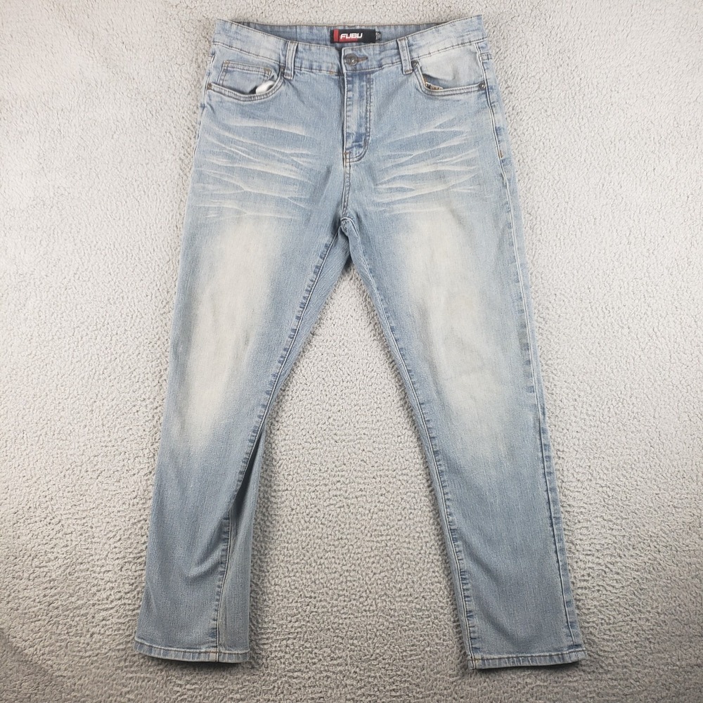 Vintage FUBU Jeans Mens 34x30 (34x29) Blue Denim Faded Work Hip Hop Skate Y2K